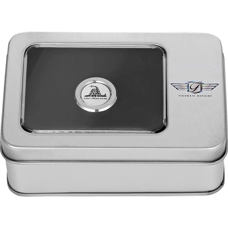 FIGURATI DESIGNS HEEL-TOE SHIFTER COVER SILVER WITH DON'T TREAD ON ME FD40-HTSC-SS