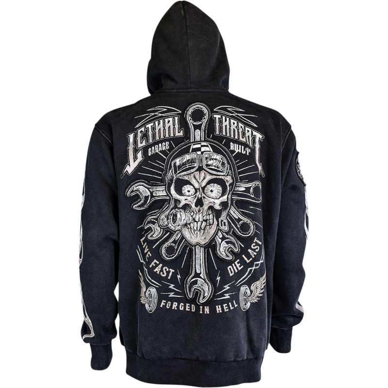 LETHAL THREAT HOODY ZIP LIVEFAST GRY 4X HD84064-4XL