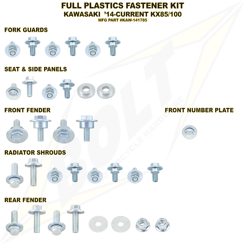 BOLT KAWASAKI FULL PLASTICS FASTENER KIT KAW-141785