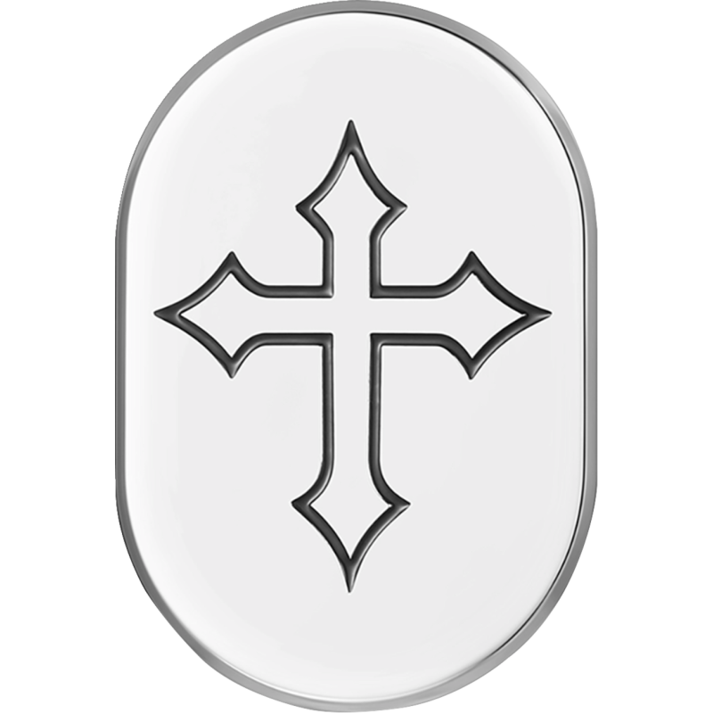 FIGURATI DESIGNS BACK FENDER COVER SILVER WITH MALTESE CROSS-LEFT FD41-AC-SS-LT