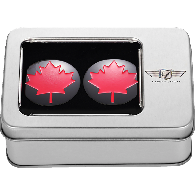 FIGURATI DESIGNS RED MAPLE LEAF SWING ARM COVER BLACK FD03-BK