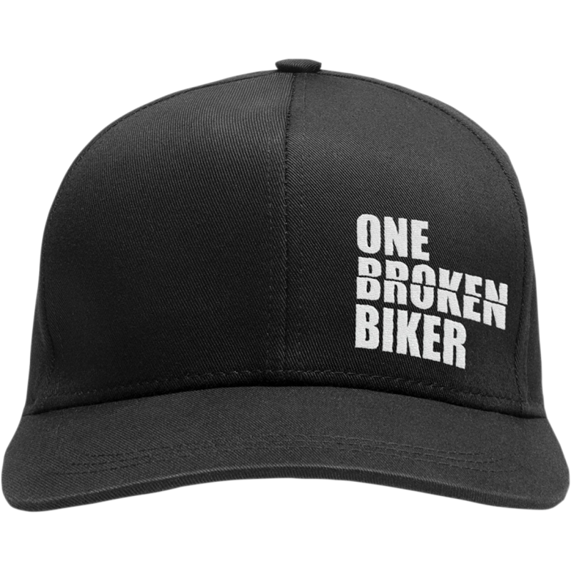ONE BROKEN BIKER OBB STITCH LOGO BLACK VELCRO CRUVED BRIM HATBLKSTITCHVEL