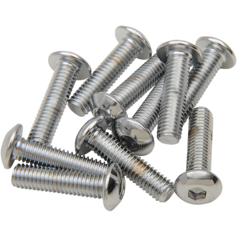 DRAG SPECIALTIES 10-32*3/4 BUTTON HD SCREW(10)CY-CHROME MPB395