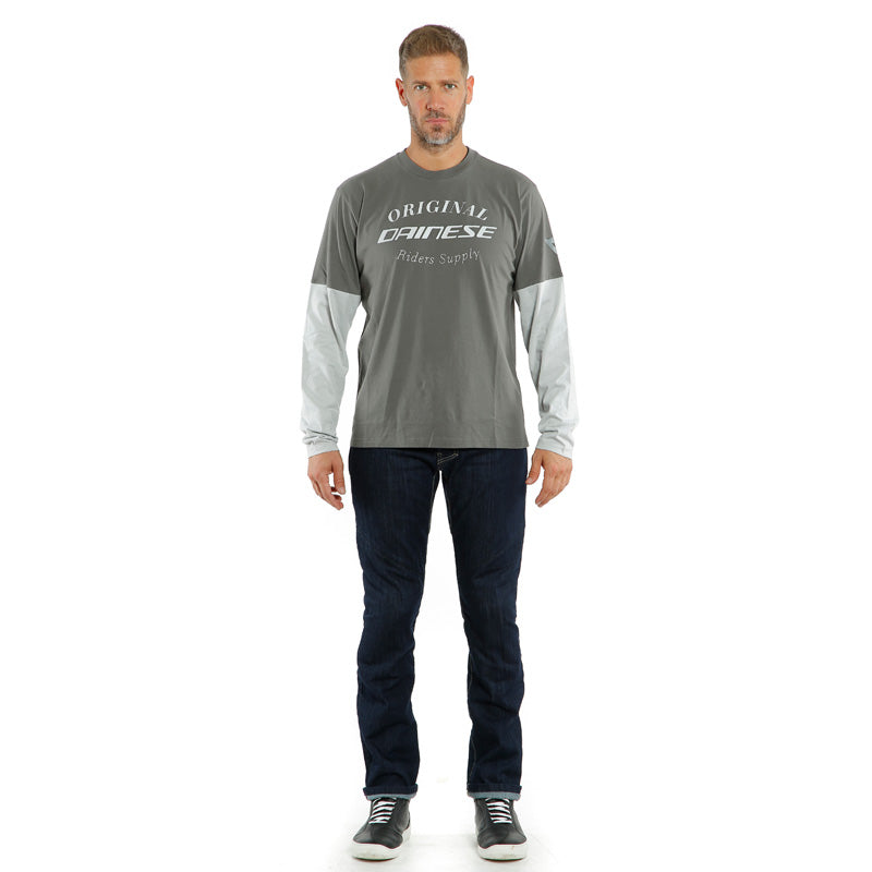 DAINESE PADDOCK T-SHIRT LS CHARCOAL-GRAY/GLACIER-GRAY 1896840-71F-XL