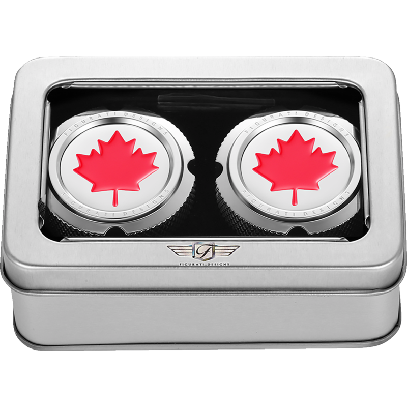 FIGURATI DESIGNS RED MAPLE LEAF FRONT AXLE NUT COVER SILVER FD03-FAC-SS