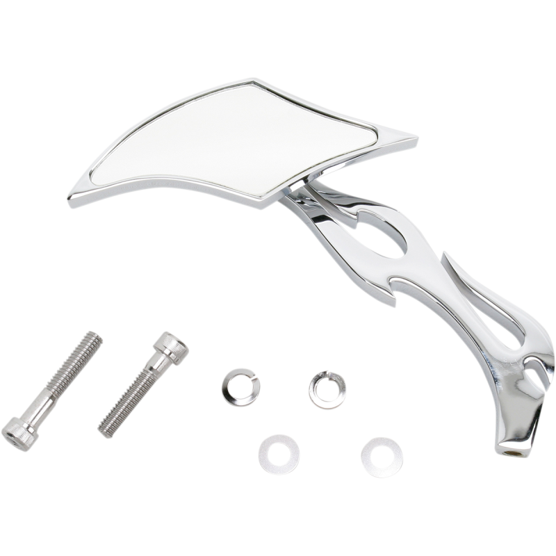 DRAG SPECIALTIES GOTHIC L/H FLAME STEM MIRROR EA 0640-0035