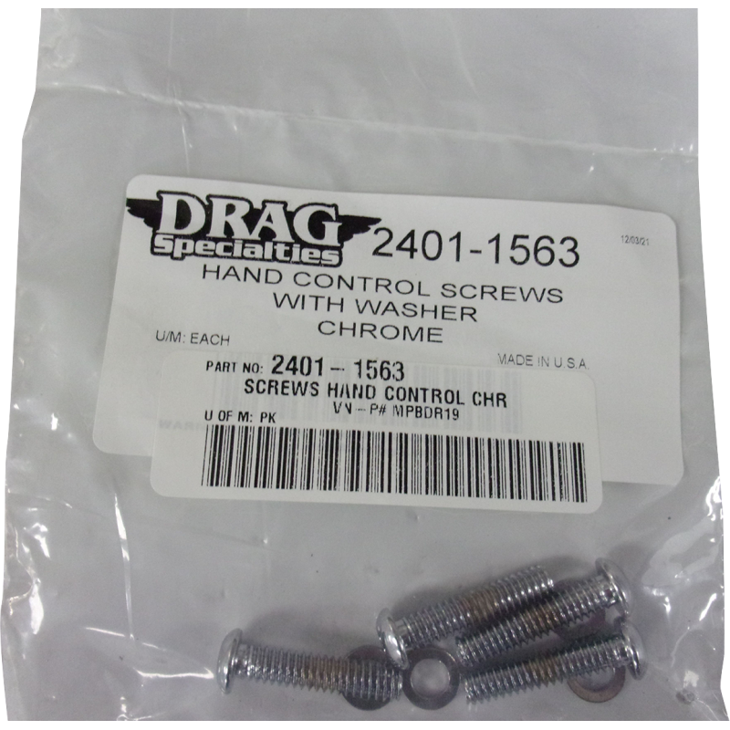 DRAG SPECIALTIES SCREWS HAND CONTROL CHR MPBDR19