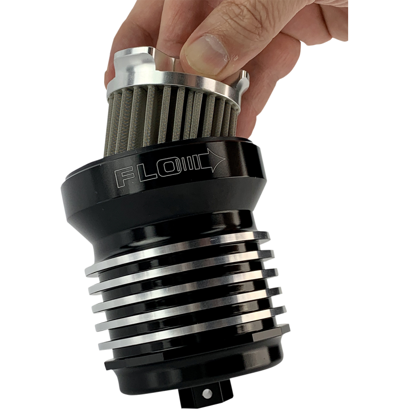 PC RACING FLO FILTER SPIN ON ANODIZED BLK PCS4B