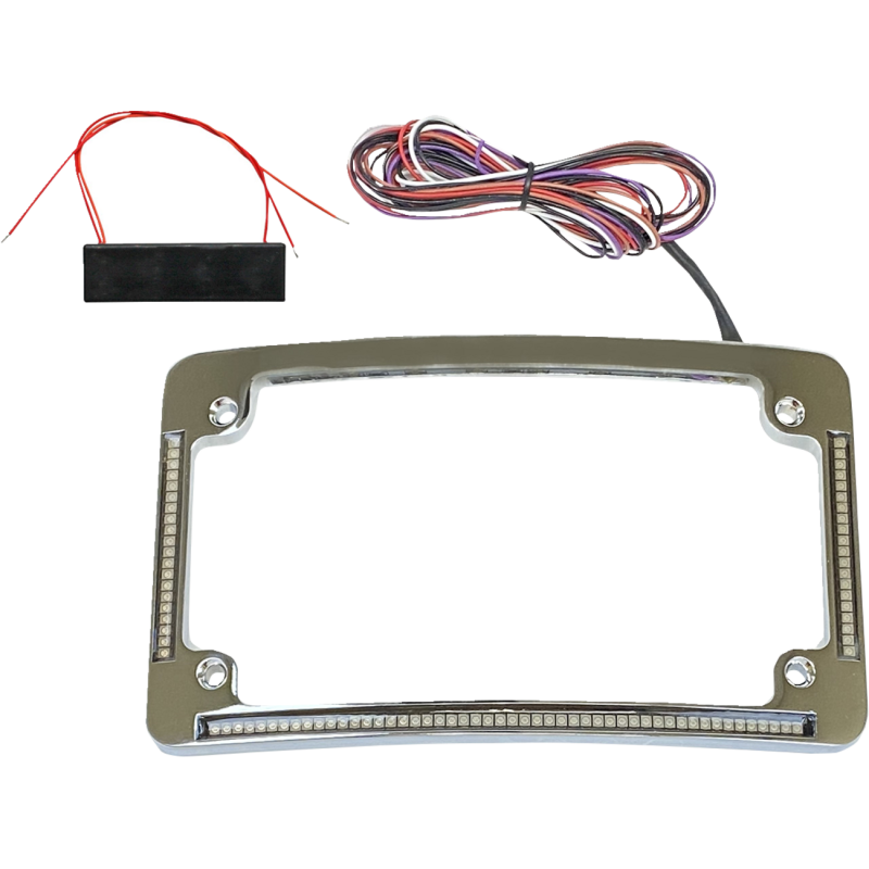 CUSTOM DYNAMICS FRAME LIC W/ RED LED CHR TF08-C