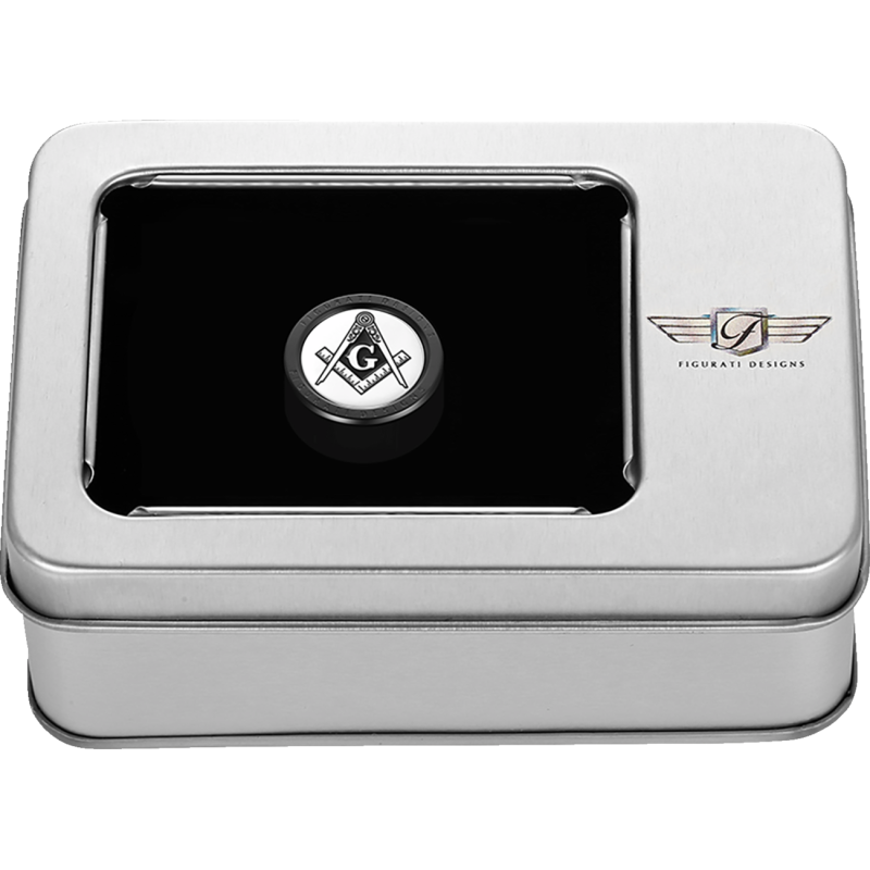 FIGURATI DESIGNS HEEL-TOE SHIFTER COVER BLACK WITH MASONIC EMBLEM FD42-HTSC-BLK