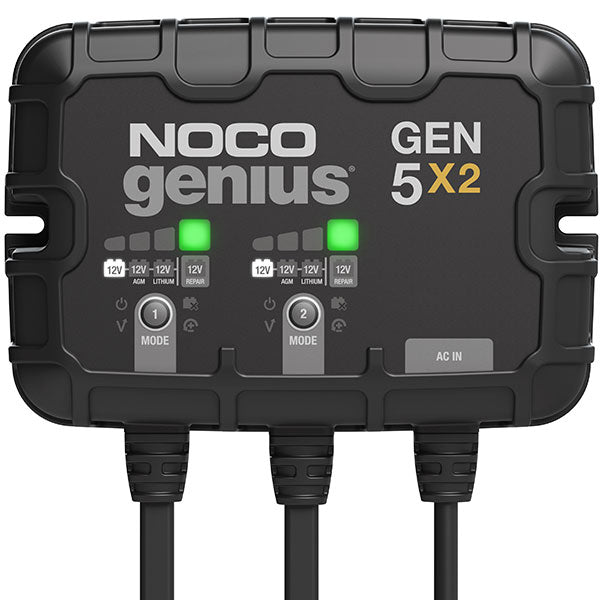 NOCO ON-BOARD BATTERY CHARGER, MAINTAINER & DESULFATOR 2-BANK 10-AMP GEN5X2
