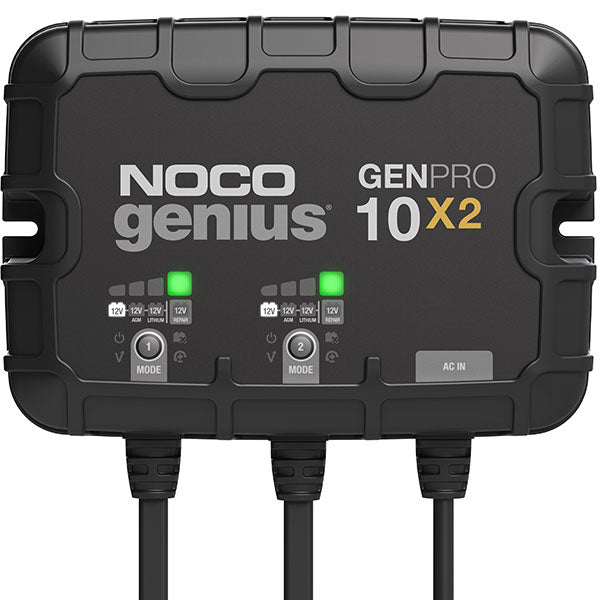 NOCO ON-BOARD BATTERY CHARGER, MAINTAINER & DESULFATOR 2-BANK 20-AMP GENPRO10X2