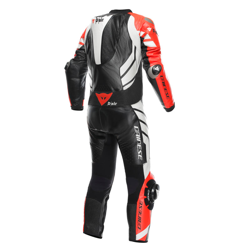 DAINESE MUGELLO 3 PERF D-AIR 1PC LTHR BLK/FL-RD/WHT 48 1D10040-W12-48