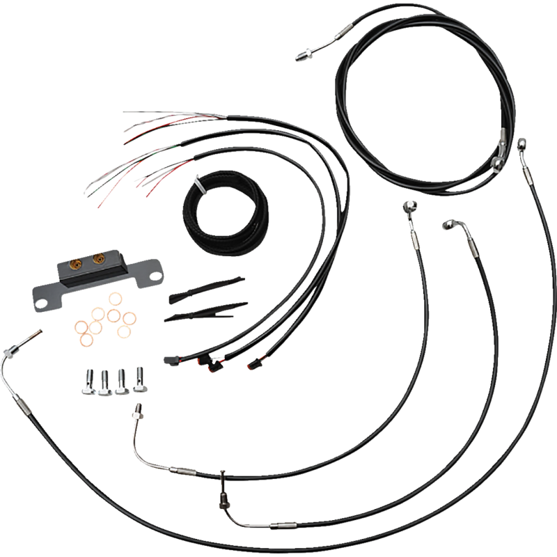 LA CHOPPERS MINI HANDLEBAR CABLE KIT WITH WIRING BLK VINYL LA-8058KT2-08B