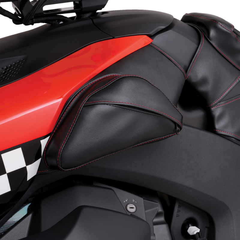 SHOW CHROME DUAL SIDE TANK POUCH - BALLISTIC W/ RED STITCH - RYKER PR H40-401CRED
