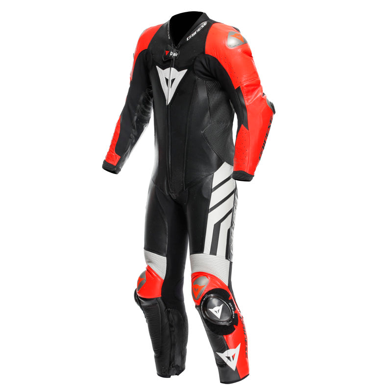 DAINESE MUGELLO 3 PERF D-AIR 1PC LTHR BLK/FL-RD/WHT 44 1D10040-W12-44