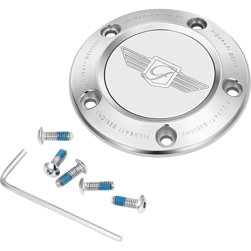 FIGURATI DESIGNS TIMING COVER SILVER WITH FIGURATI DESIGNS LOGO, 5-HOLE FD01-TC-5H-SS