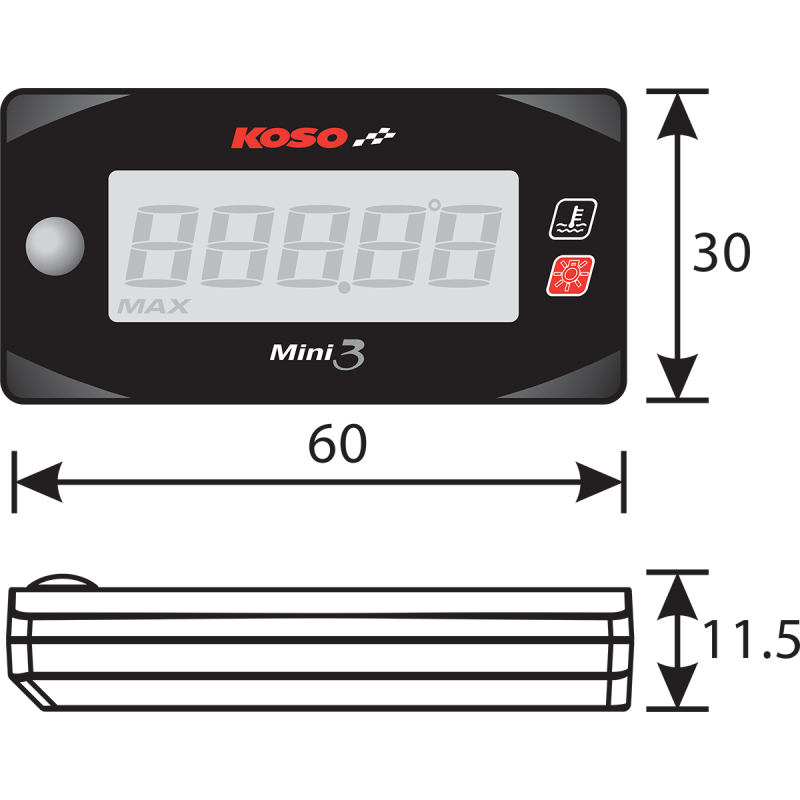KOSO NORTH AMERICA MINI 3 -  CYLINDER HEAD TEMPERATURE METER GROM/MONKEY 13-21 BA003245