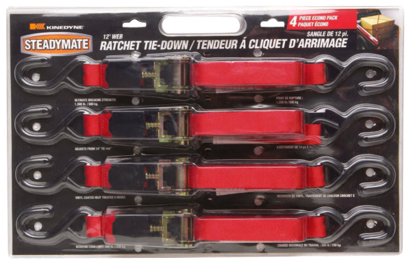 KINEDYNE CANADA RATCHET BUCKLE 1IN STRAPS WVINYL(4/PKG) 15531