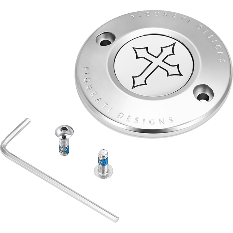 FIGURATI DESIGNS TIMING COVER SILVER WITH CROSS, 2-HOLE FD41-TC-2H-SS