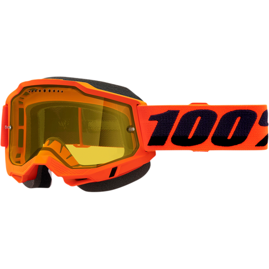 100% ACCURI 2 SNOWMOBILE GOGGLE ORANGE - YELLOW VENTED DUAL LENS 50021-00004