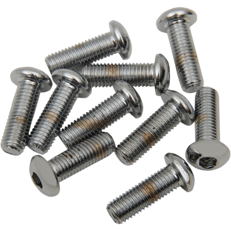 DRAG SPECIALTIES 1/4-28*1 BUTTON HD SCREW(10)CY-CHROME MPB421
