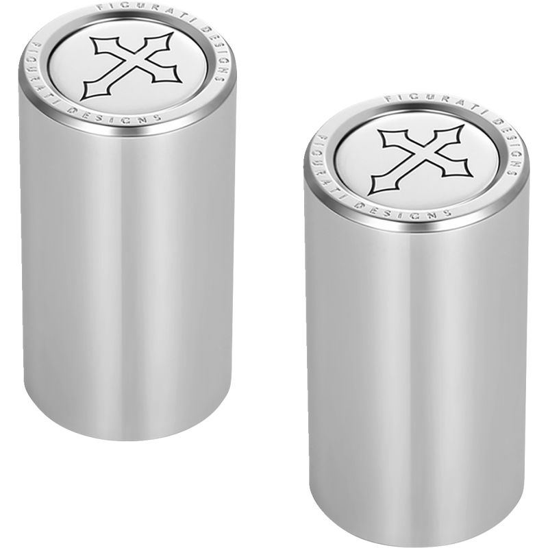 FIGURATI DESIGNS ND MAG DOCKING COVERS SILVER WITH CROSS 25.2X46.5MM FD41-DC-25.2/46.5-SS