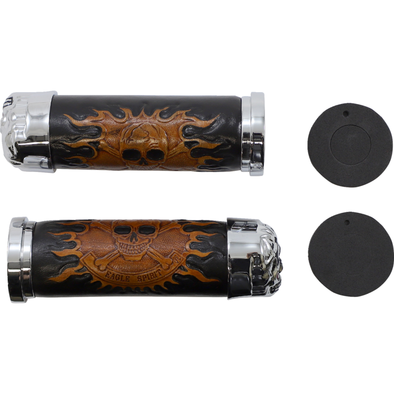 DRAG SPECIALTIES SKULL GRIPS W/ RED EYES (PR) DS-243256