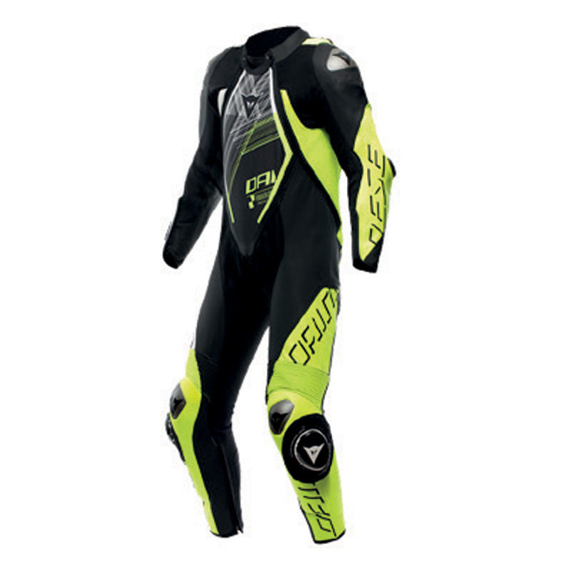 DAINESE AUDAX D-ZIP 1PC PERF LTH SUIT BLK/FL-YEL/WHT 52 15100002-P86-52