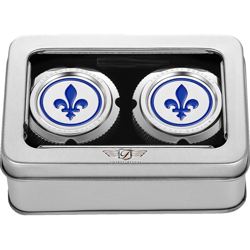 FIGURATI DESIGNS BLUE FLEUR-DE-LIS FRONT AXLE NUT COVER SILVER FD05-FAC-SS