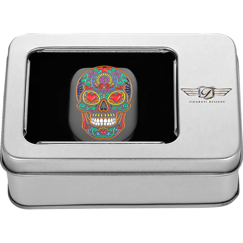 FIGURATI DESIGNS BACK FENDER COVER BLACK WITH SUGAR SKULL-LEFT FD30-AC-BLK-LT