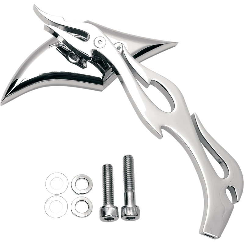 DRAG SPECIALTIES GOTHIC R/H FLAME STEM MIRROR EA 0640-0036