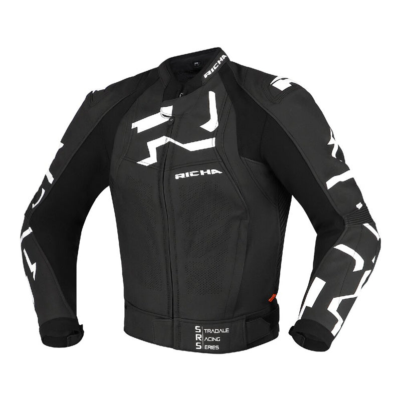 RICHA STRADALE LEATHER JACKET BLACK/WHITE 54 1101100028-120R5400