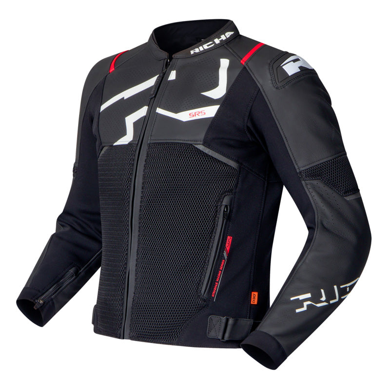 RICHA STRADALE EVO LEATHER JACKET BLACK/WHITE 54 1101100035-120R5400