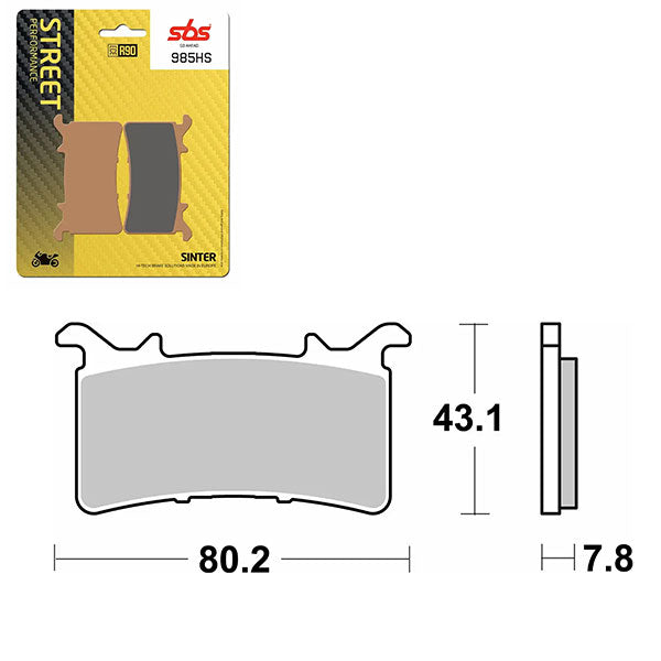 SBS PERFORMANCE HS SINTER BRAKE PAD BMW/HONDA 6250985100