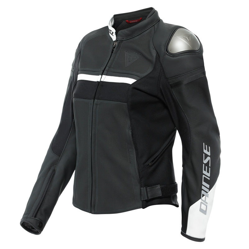 DAINESE RAPIDA LADY LTHR JKT PERF. BLK-MATT/BLK-MATT/WHT 2533875-22A-44