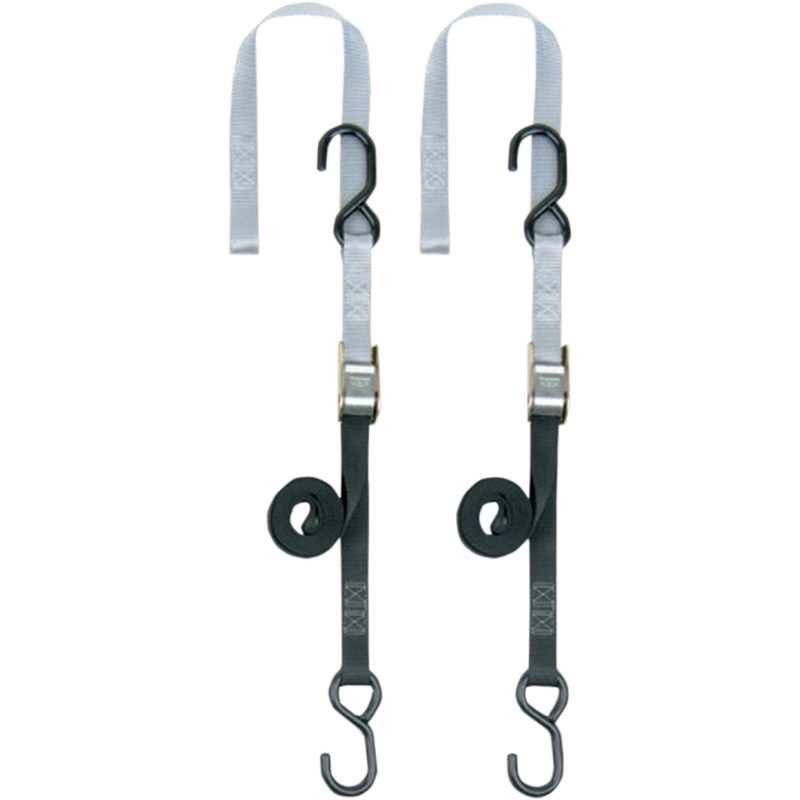 POWERTYE MFG. 1" SOFT TYE TIE DOWNS BLACK/SILVER (PR) 23624