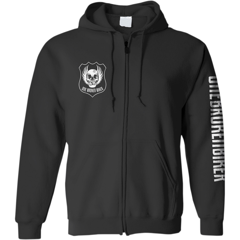 ONE BROKEN BIKER MENS ZIP UP 3 LOGO HOODIE XXL M3LOGOZIPHDXXL