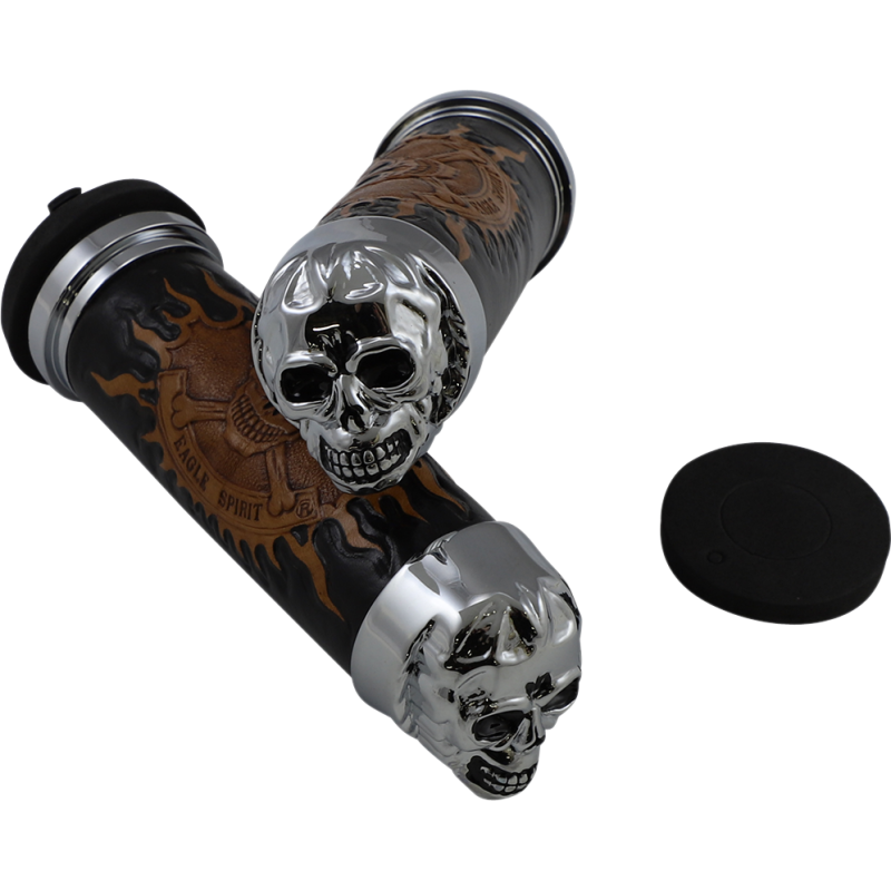 DRAG SPECIALTIES SKULL GRIPS W/ PLAIN EYES (PR) DS-243255