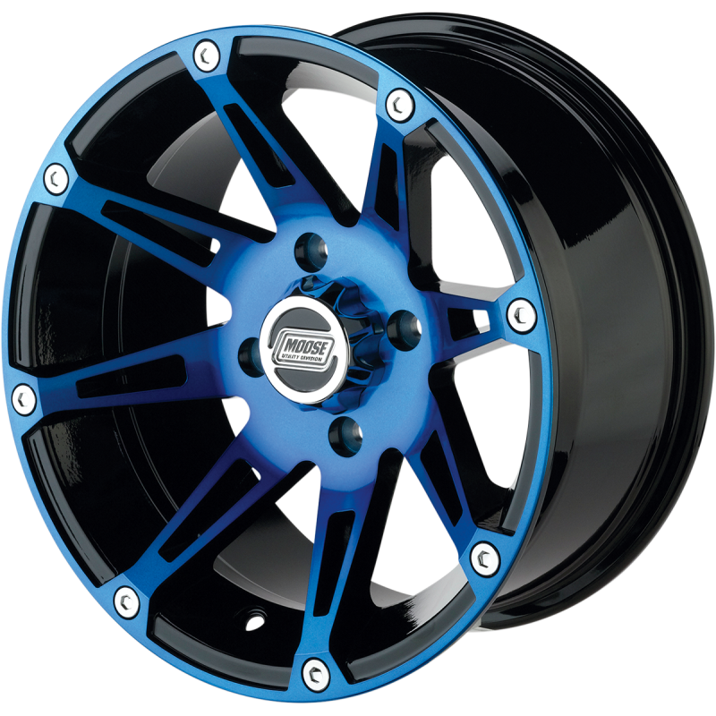 MOOSE UTILITY DIVISION TYPE 387X 14X7 4/156 4+3 MACHINED W/BLACK-BLUE 387MO147156BWB4