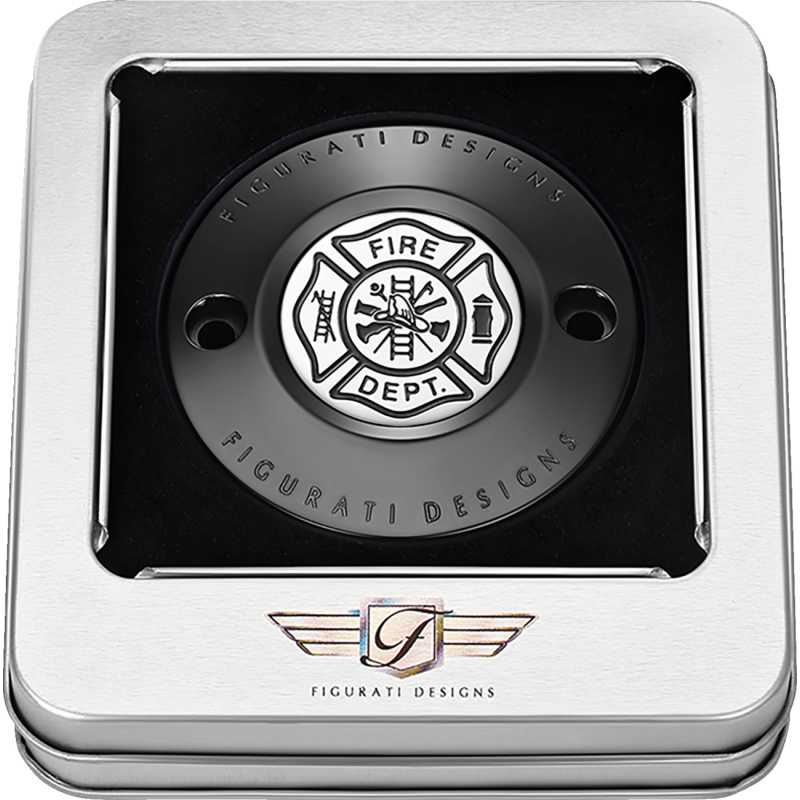 FIGURATI DESIGNS TIMING COVER BLACK WITH MALTESE CROSS-FIRE, 2-HOLE FD74-TC-2H-BLK