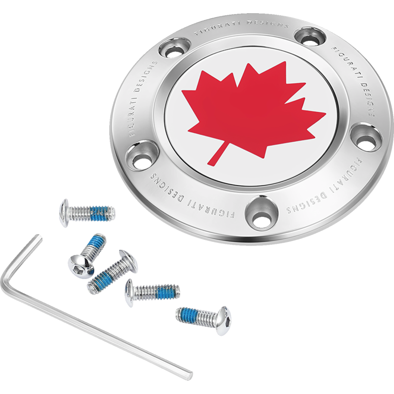 FIGURATI DESIGNS RED MAPLE LEAF TWIN CAM TIMING COVER SILVER FD03-TC-5H-SS