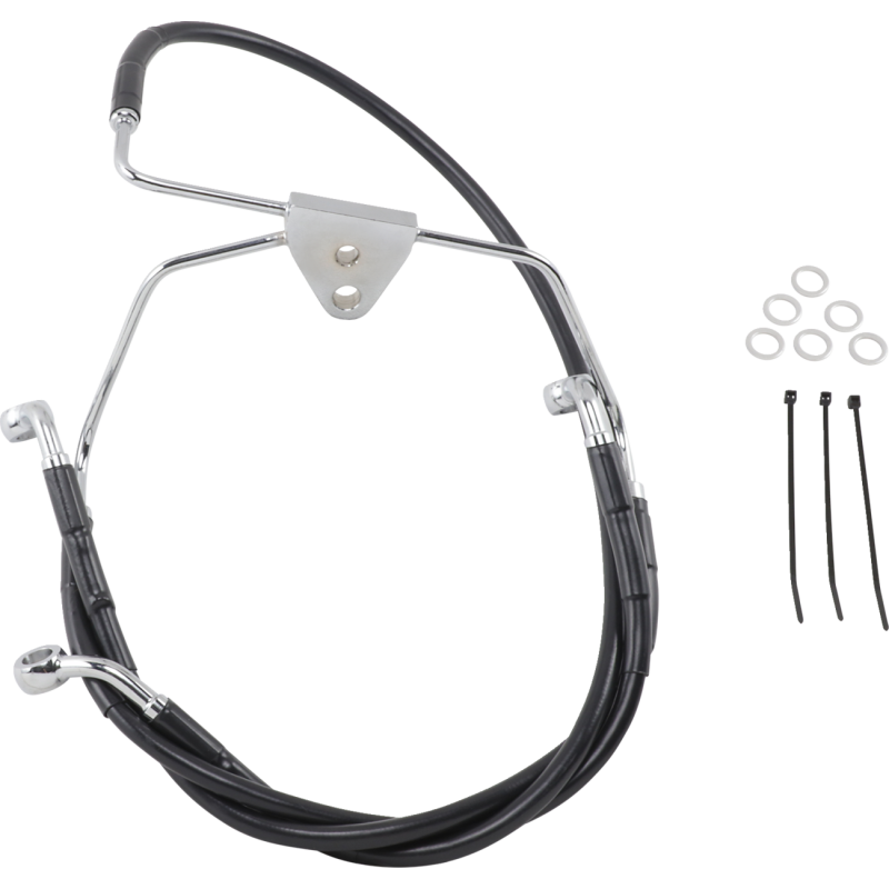 DRAG SPECIALTIES 96-07 FLHT/X BLK FRT BRAKE LINE KIT 660411-BLK