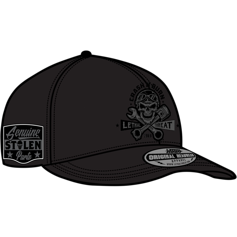LETHAL THREAT HAT CRASH N BURN BLK OSFA HT82101