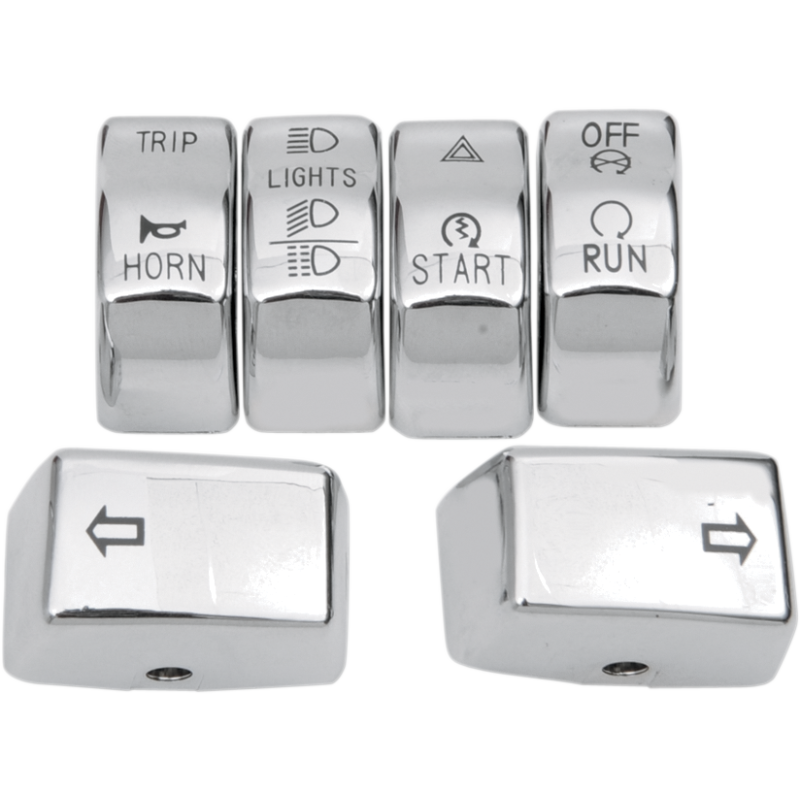 DRAG SPECIALTIES 12-17 S/TAIL/DYNA 6PC CHR SWITCH CAP KIT 0616-0190