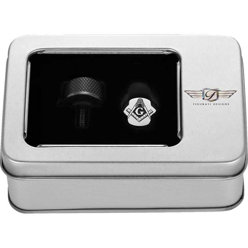 FIGURATI DESIGNS SEAT SCREW BLACK WITH 3M MASONIC EMBLEM INSERT FD42-SEAT_SCREW-BLK