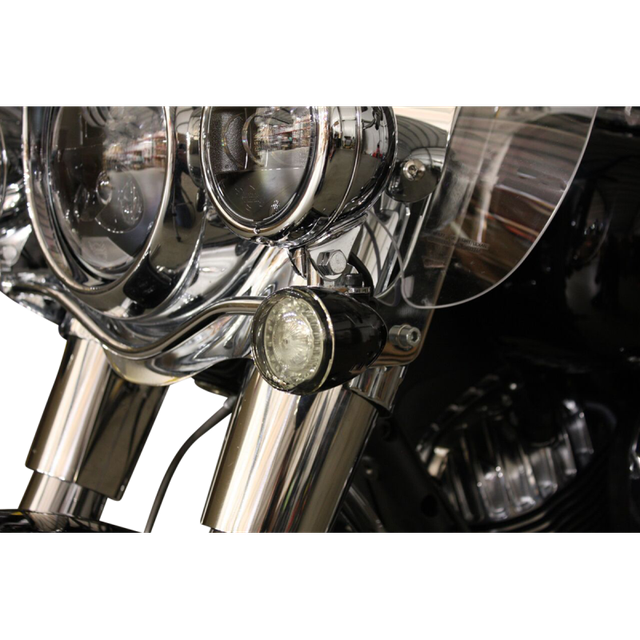 CUSTOM DYNAMICS IND FRNT TURN SIGNAL, W WHITE HALO & AMBER- CHROME PR PB-IND-FTS-AW-C