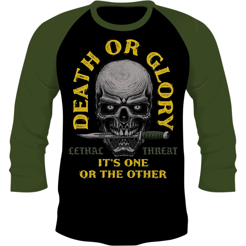LETHAL THREAT TEE 3/4 DETHGLRY BK/OL XL LT20900XL