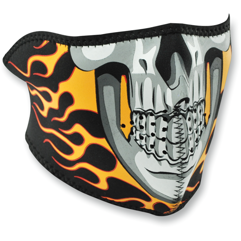 ZAN HEADGEAR NEOPRENE FACE MASK, BURNING SKULL WNFM061H
