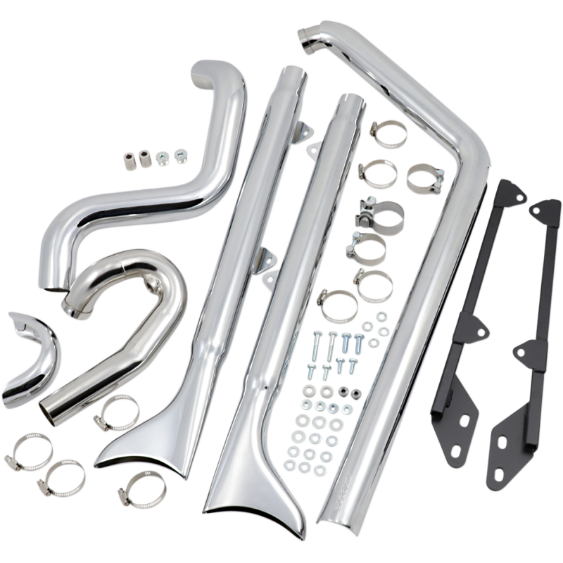 BASSANI XHAUST 07-17 SOFTAIL 30" FISHTAIL 2:2 FS CHR W/BAFFLE 1S66E-30